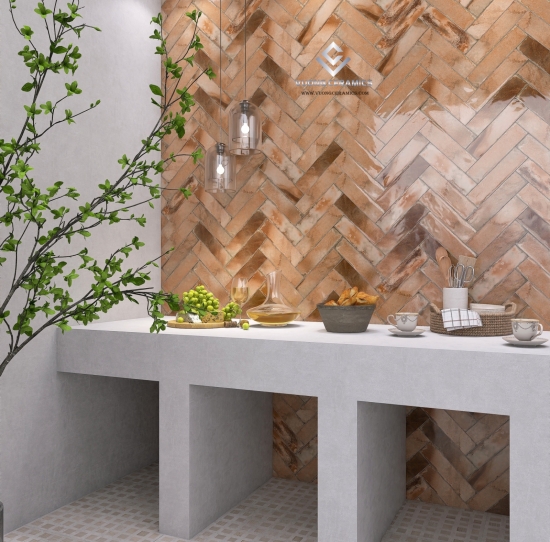 GẠCH THẺ 75x300 NÂU  BÓNG GỢN F19