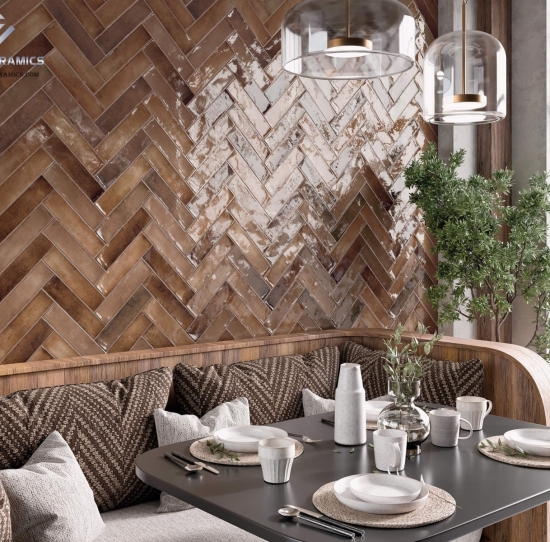 GẠCH THẺ 75x300 NÂU  BÓNG GỢN F19