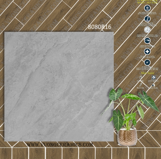 GẠCH 80x80 T8R16 | XÁM VÂN ĐÁ BABY SKIN 