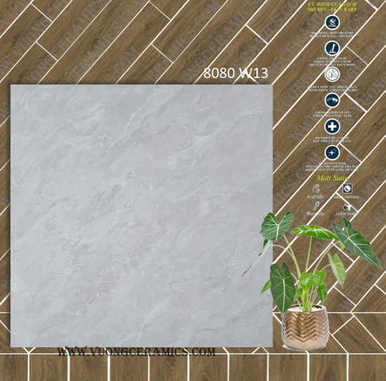GẠCH 80x80 HR8W13 | XÁM VÂN ĐÁ BABY SKIN