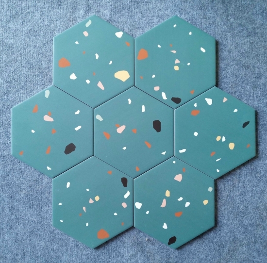 GẠCH LỤC GIÁC TERRAZZO XANH
